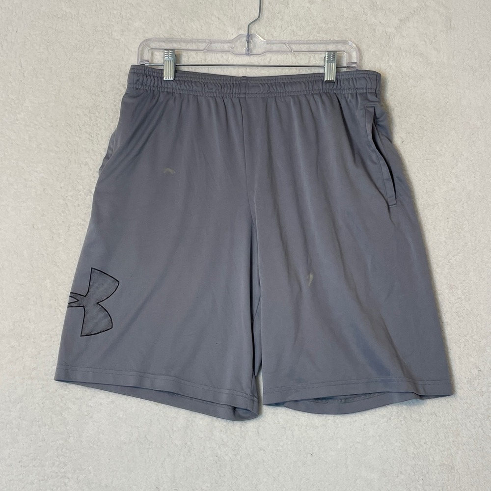 Under Armour Mens Gray HeatGear Loose Fit Athletic Gym Shorts Size Large AF72